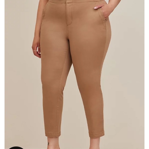 Torrid Comfort Flex Waist High Rise Taper Pants in Twill Camel - Picture 2 of 4
